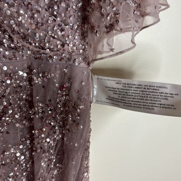 Mac Duggal SEQUINED BUTTERFLY SLEEVE HIGH LOW GOWN dress size 12 - Picture 8 of 14